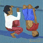 Artwork of two children playing in the playground protected by a South African insurance company