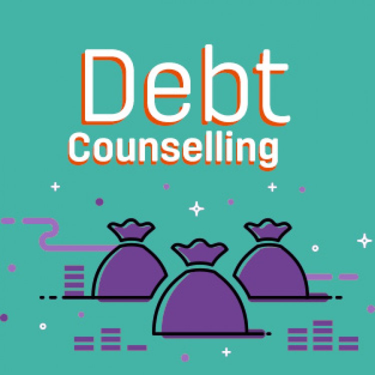 Illustration of bags with written text "Debt Counselling"