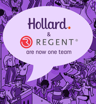 A speech bubble with text reading "Hollard and Regent Insurance".