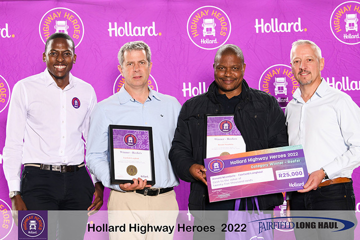Ronald Ntombela holding his award with the Hollard team by his side.