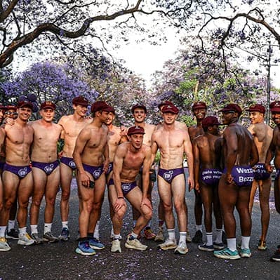 Hollard Daredevil Run 2025 participants in briefs supporting men's health awareness