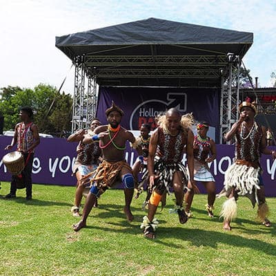 Traditional dancers performing at the Hollard Daredevil Run 2025