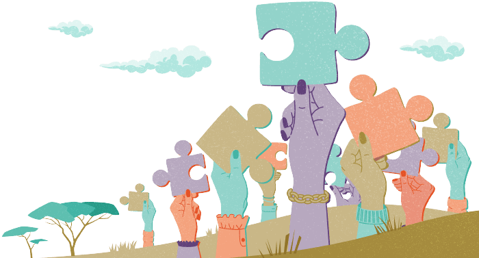 Hands holding puzzles representing Hollard's purpose and culture