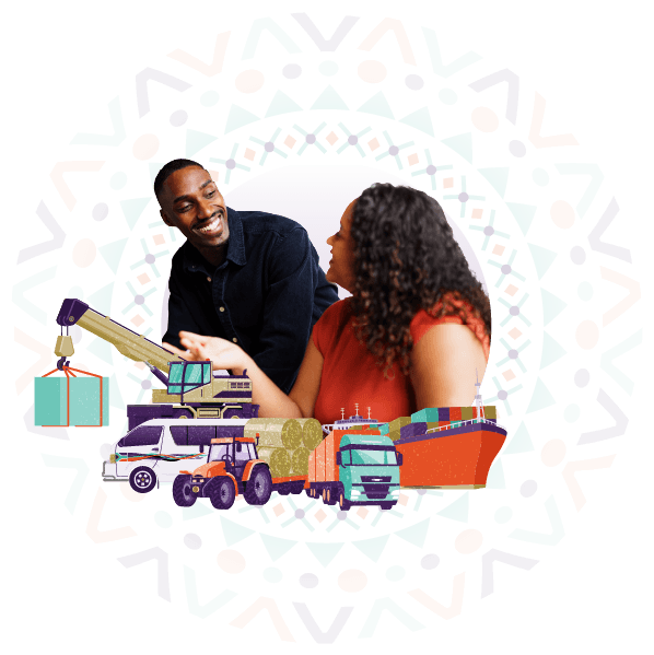 Couple discussing logistics and transport, representing business and commercial insurance by Hollard