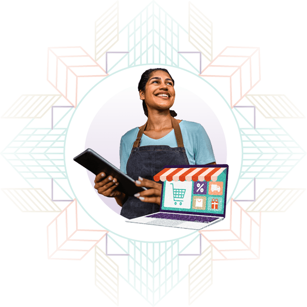 Business professional reviewing operations with industry icons, representing Hollard Commercial Insurance solutions.