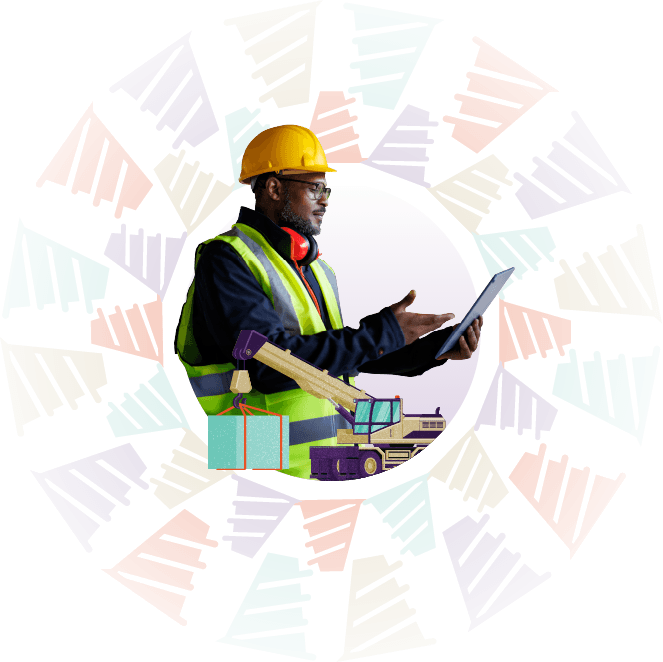 Construction worker with safety gear and equipment, representing Hollard Construction and Engineering Insurance