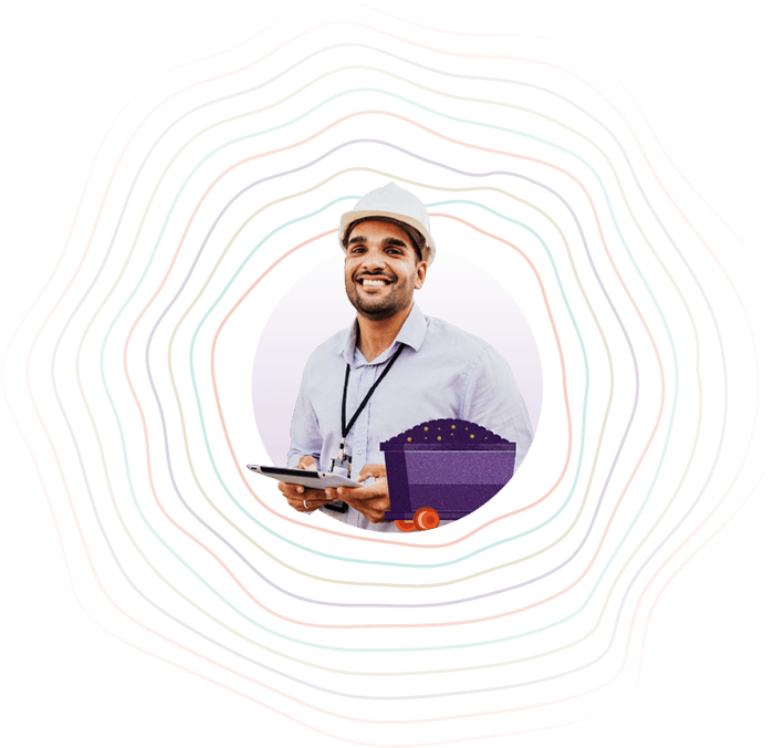 Hollard corporate insurance professional holding tablet in mining and industrial sector setting