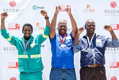 Highway Heroes award winners celebrating with medals and certificates at Hollard event