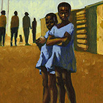 Artwork of two children standing in a township protected by a South African insurance company