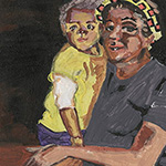 Artwork of a mother holding her child protected by a South African insurance company