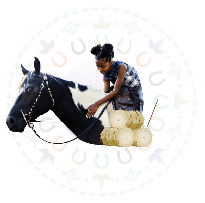 A young rider with a horse and hay bales, representing Hollard Equipage insurance