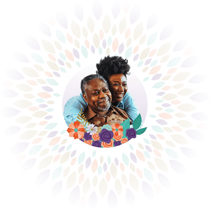 A happy older couple embracing, representing the Hollard Funeral Cover product