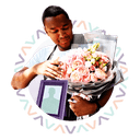 A Hollard Funeral Cover client holding a bunch of flowers