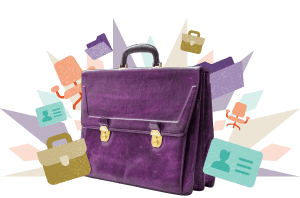 A purple suitcase symbolising Hollard careers