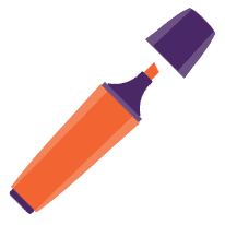 Illustration of a highlighter with an open cap