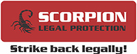 Scorpion logo with "Scorpion Legal Protection" text