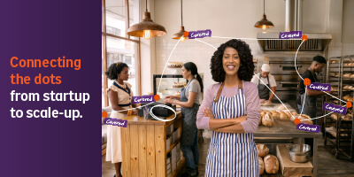 Hollard commercial insurance banner with connecting dots showing coverage from startup to scale-up